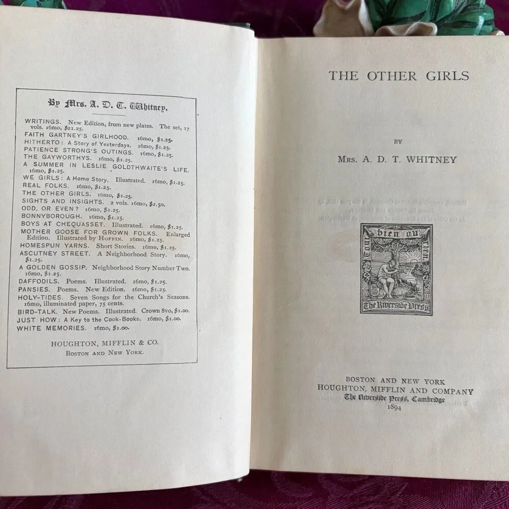 1894 The Other Girls by Mrs. A. D. T. Whitney, Victorian Women’s Antique Fiction